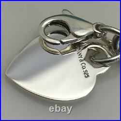 10.5 Extra Large Tiffany & Co Sterling Silver Blank Heart Tag Charm Bracelet