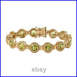 10.59ct Peridot Station Bracelet in 18ct Yellow Gold Over Silver