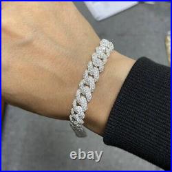 10 MM Cuban Link Chain Bracelet VVS1 REAL MOISSANITE Handmade bracelet Silver