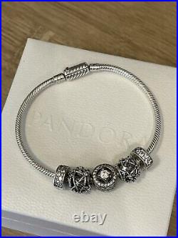 100% Genuine Authentic Pandora Silver Magnetic Clasp Bracelet with Charms