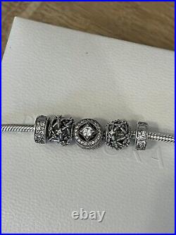 100% Genuine Authentic Pandora Silver Magnetic Clasp Bracelet with Charms