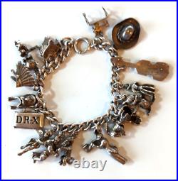 100% Genuine Sterling Silver Vintage Western Charm Bracelet 6 with16 charms 44g 100% Genuine Sterling Silver Vintage Western Charm Bracelet 6 with16 charms 44g