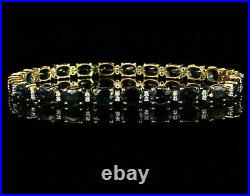 10CT Oval Cut Blue Sapphire Simulated 14K Yellow Gold Finish Tennis Bracelet