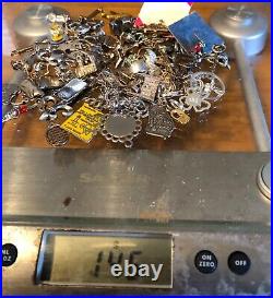 145 grams Vintage Sterling Silver Charms & Bracelets Elco