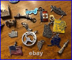 145 grams Vintage Sterling Silver Charms & Bracelets Elco