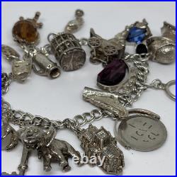(1456)Vintage sterling silver charm bracelet
