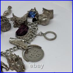 (1456)Vintage sterling silver charm bracelet