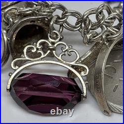 (1456)Vintage sterling silver charm bracelet