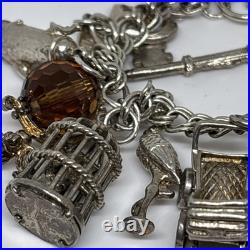 (1456)Vintage sterling silver charm bracelet