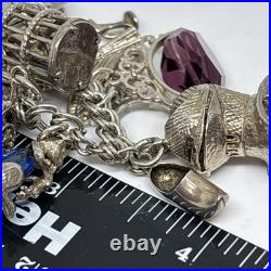 (1456)Vintage sterling silver charm bracelet