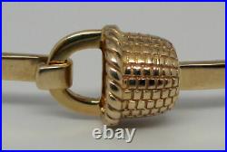 14K Yellow Gold BASKET BANGLE Charm Bracelet VINTAGE Brown County Silver NEW Old