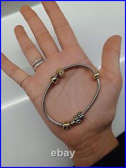 14k Gold & Silver Pandora Bracelet With Rare Charms