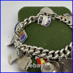(1618)Sterling Silver 925 Padlock/badge Charm Bracelet With Safety Chain