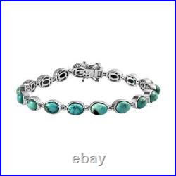 17.3ct Blue Turquoise Tennis Bracelet for Women in Silver