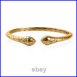 18K Yellow Gold Vermeil Snake Bangle Bracelet Sterling Silver Emerald Eyes 18K Yellow Gold Vermeil Snake Bangle Bracelet Sterling Silver Emerald Eyes