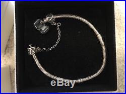 18cm Silver Boxed Pandora Bracelet & Bag, Boxed Charms & Safety Chain Cost £270