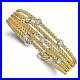18k-Gold-Sterling-Silver-White-Sapphire-Italy-Mesh-Charm-Design-Bangle-Bracelet-01-su