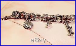 19.5cm Pandora 14k Gold Clasp Mum's Love Bracelet, 21 Pandora Charms +Safety C