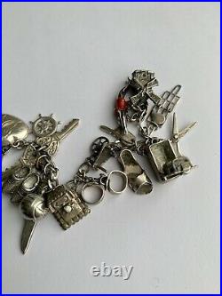 1940s Sterling Silver Charm Bracelet, Lampl, Moveable, Puffy Heart, Rare! Vtg