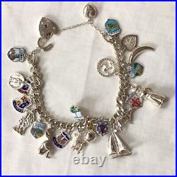 1971 Solid Silver Charm Bracelet Each Chain Link Lion Passant Mark 61.32g