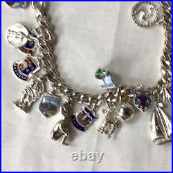 1971 Solid Silver Charm Bracelet Each Chain Link Lion Passant Mark 61.32g