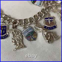 1971 Solid Silver Charm Bracelet Each Chain Link Lion Passant Mark 61.32g