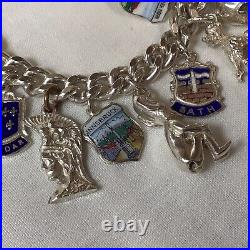 1971 Solid Silver Charm Bracelet Each Chain Link Lion Passant Mark 61.32g