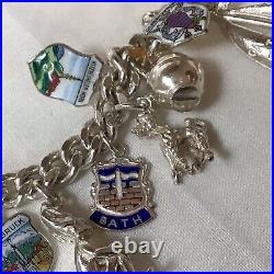 1971 Solid Silver Charm Bracelet Each Chain Link Lion Passant Mark 61.32g