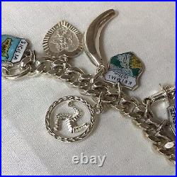 1971 Solid Silver Charm Bracelet Each Chain Link Lion Passant Mark 61.32g