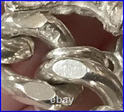 1971 Solid Silver Charm Bracelet Each Chain Link Lion Passant Mark 61.32g