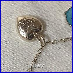 1971 Solid Silver Charm Bracelet Each Chain Link Lion Passant Mark 61.32g