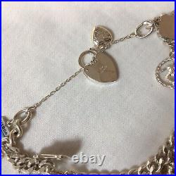 1971 Solid Silver Charm Bracelet Each Chain Link Lion Passant Mark 61.32g