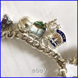 1971 Solid Silver Charm Bracelet Each Chain Link Lion Passant Mark 61.32g