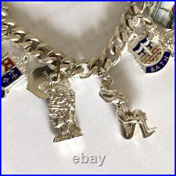 1971 Solid Silver Charm Bracelet Each Chain Link Lion Passant Mark 61.32g