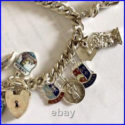 1971 Solid Silver Charm Bracelet Each Chain Link Lion Passant Mark 61.32g