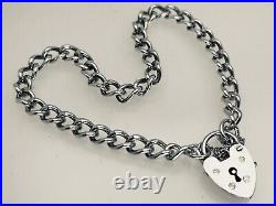 1988 Sterling Silver Curb Link Charm Bracelet 6 3/4 Safety Chain 9.8 grams