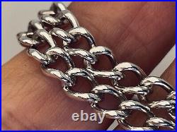 1988 Sterling Silver Curb Link Charm Bracelet 6 3/4 Safety Chain 9.8 grams