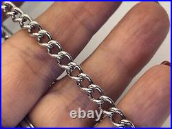 1988 Sterling Silver Curb Link Charm Bracelet 6 3/4 Safety Chain 9.8 grams