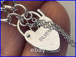 1988 Sterling Silver Curb Link Charm Bracelet 6 3/4 Safety Chain 9.8 grams