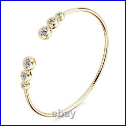 1ct Bangle Bracelet VVS1/D/Excellent Lab-Created Diamond Test Pass Round Cut 18K