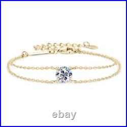 1ct Charm Bracelet VVS1/D/Excellent Lab-Created Diamond Test Pass Round Cut 18K