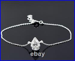 2.20 Ct Off-White Diamond Pear Cut Chain Charm Bracelet Bracelet 925