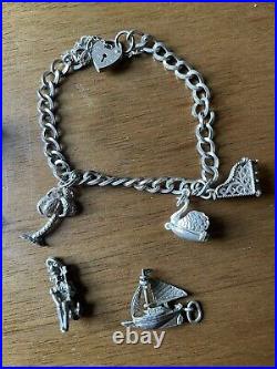 2 Vintage Hallmarked Silver Charm Bracelets + 20 Charms