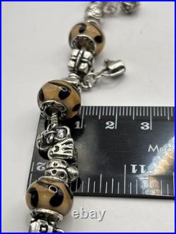 (2010) Sterling Silver 925 Charm Bracelet With Charms