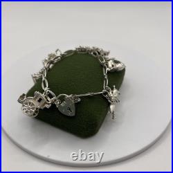 (2061)Vintage Sterling Silver Charm Bracelet