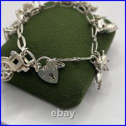 (2061)Vintage Sterling Silver Charm Bracelet