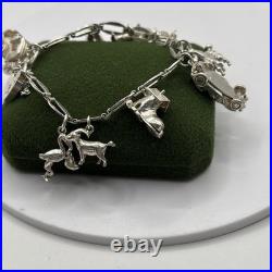 (2061)Vintage Sterling Silver Charm Bracelet