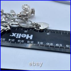 (2061)Vintage Sterling Silver Charm Bracelet