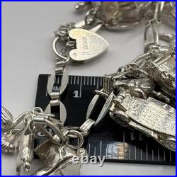 (2061)Vintage Sterling Silver Charm Bracelet