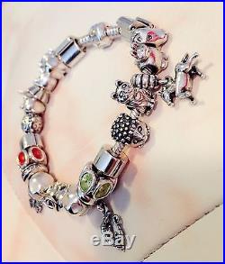 20cm Genuine 925ALE Pandora Bracelet + 20 Pandora Charms + 1 Cat 925 Charm